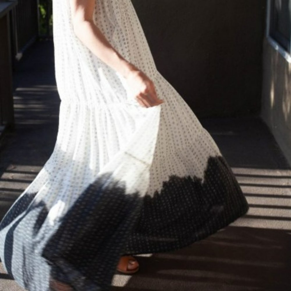 Apiece Apart Aborsano Dress in Dipped Shibori - Dip Tie Dye Boho Smocked - Picture 6 of 16